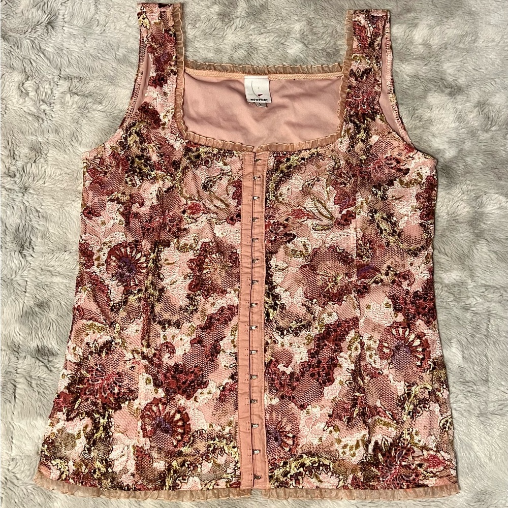 Newport Pink and Gold Embellished Tank Top